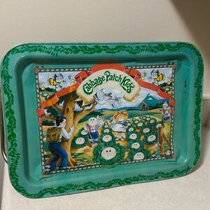 1980s Cabbage Patch Kids Decorative Tray Green vintage FLAWS read ad